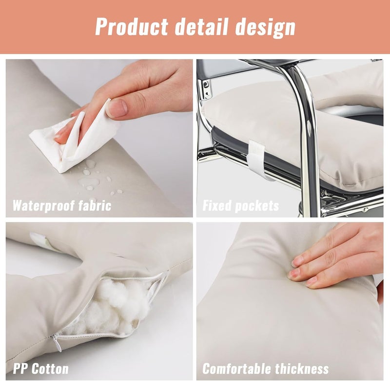 RoamReady Bedside Commode Cushion, Seniors Portable Seat Cushion for Toilet/Shower/Bedside, Universal Fit Commode Padded Seat for Elderly, Seats Pad Cover Toilet Seats 17x17 with Fixing Straps (Gray) - Image 3